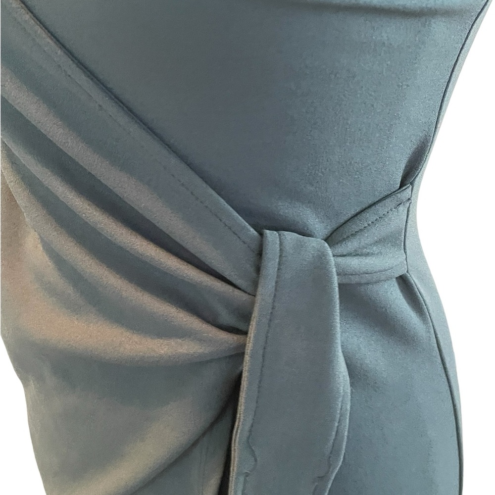 Mind Code Olive Green Knotted Wrap Mini Dress - image 7